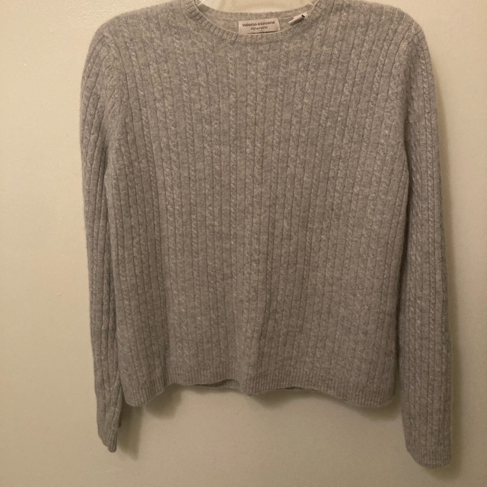 Gray Cable Cashmere Sweater - image 1
